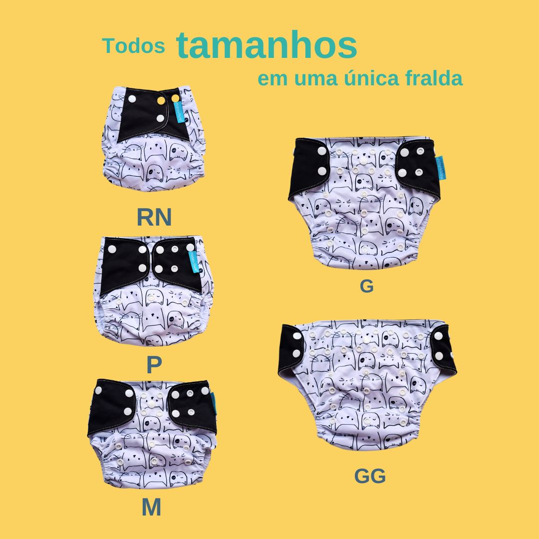 4 Fraldas Ecológicas Happy Flute + 4 Absorventes de Carvão