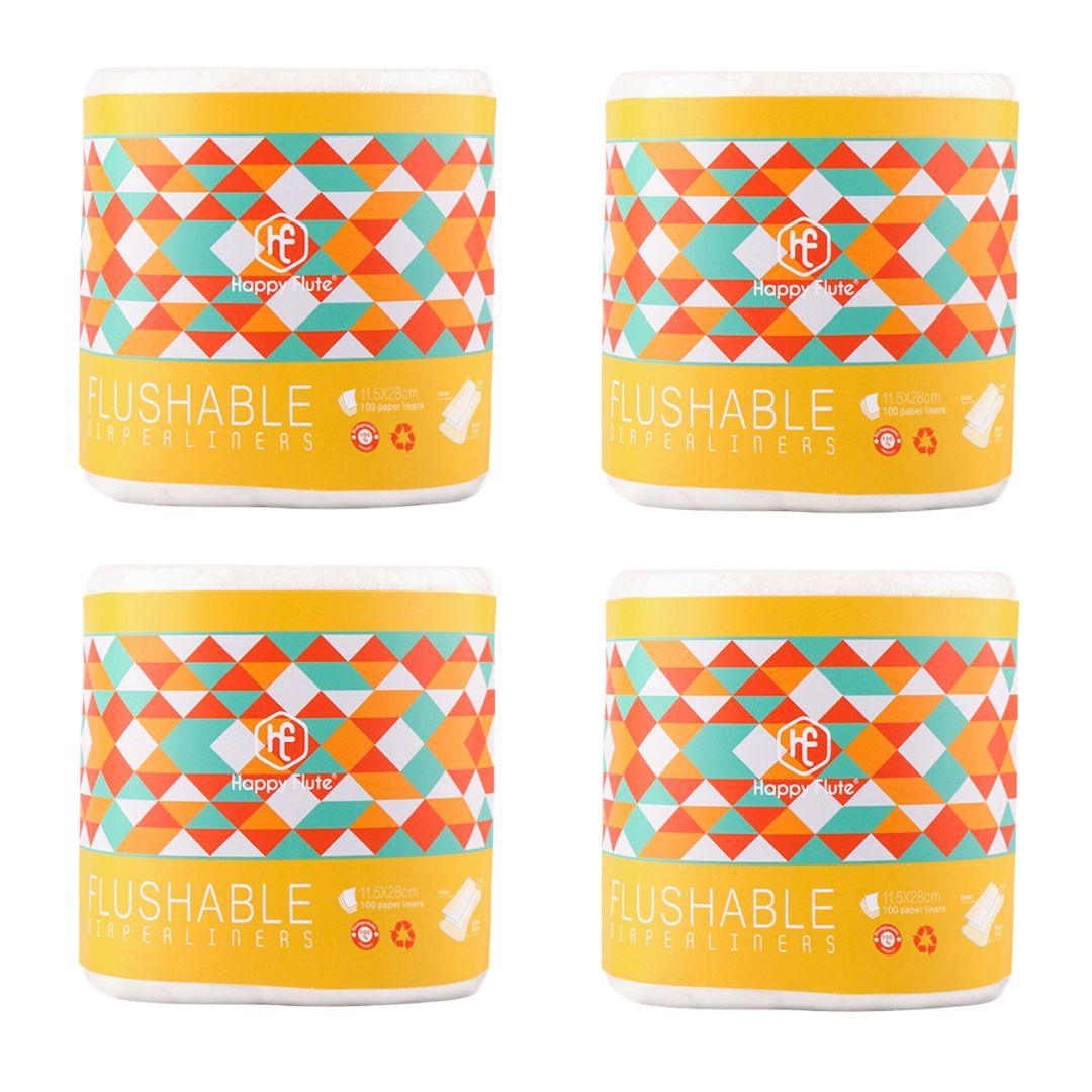 Kit 4 Rolos Forro Liner Biodegradável para Fralda Ecológica - Happy Flute (400 folhas) - Planeta Gaia