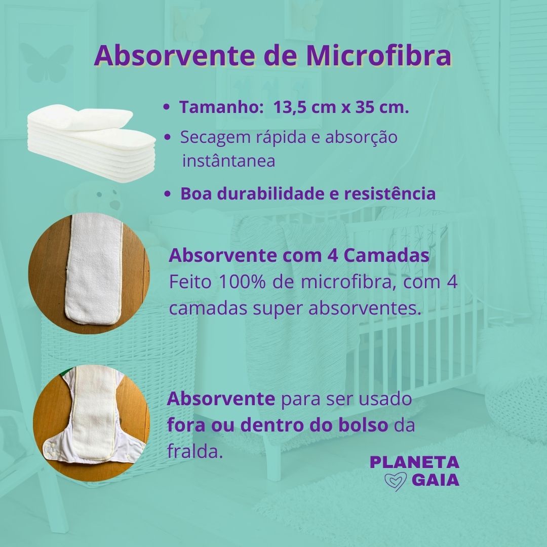 20 Absorventes de Microfibra Happy Flute de Alta qualidade  – Reutilizável, Lavável (4 Camadas)