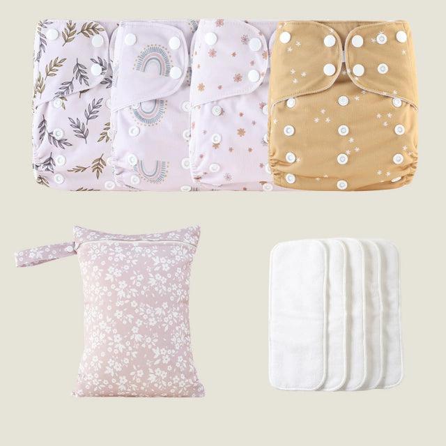 Kit 4 Fraldas Ecológicas + 4 Absorventes de Microfibra + 1 Sacola impermeável - Planeta Gaia