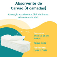 Kit Enxoval 32 Fraldas Ecológicas Happy Flute + 40 Absorventes + Sacola Impermeável + Liner