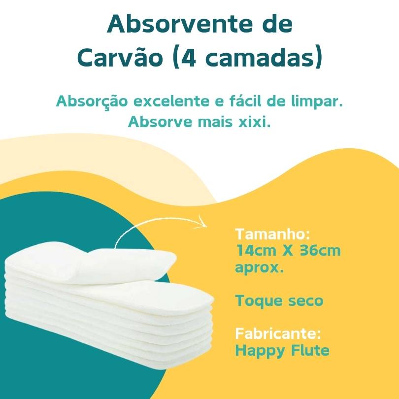 Kit Enxoval 32 Fraldas Ecológicas Happy Flute + 40 Absorventes + Sacola Impermeável + Liner