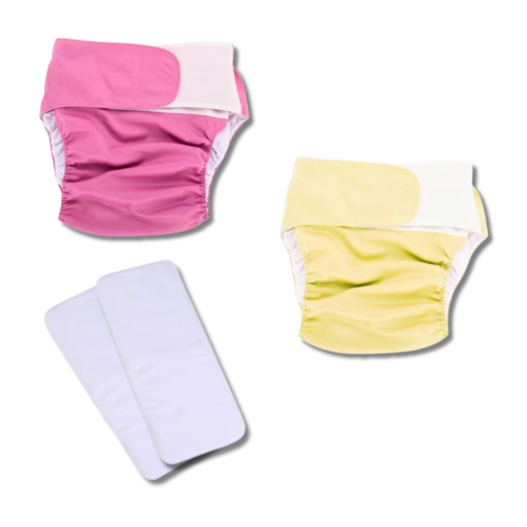 Kit 2 Fraldas Ecológicas Reutilizável para Adultos | Ajustável, Confortável e Lavável – Absorvente Carvão e Microfibra