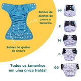 Kit Enxoval 32 Fraldas Ecológicas Happy Flute + 40 Absorventes + Sacola Impermeável + Liner