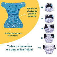 Kit Enxoval 32 Fraldas Ecológicas Happy Flute + 40 Absorventes + Sacola Impermeável + Liner