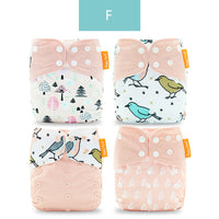 Kit 4 Fraldas Ecológicas de Pano HappyFlute  para Bebes + 4 Absorventes de carvão de Bambu