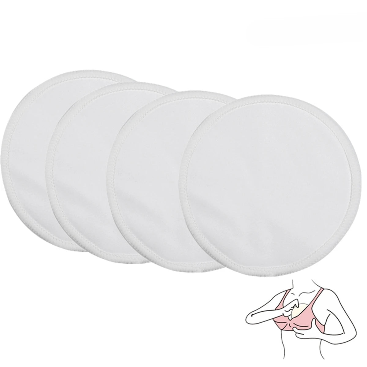 4 Unidades de absorventes para seios feitos de Fibra de bambu – laváveis e reutilizáveis para amamentação.
