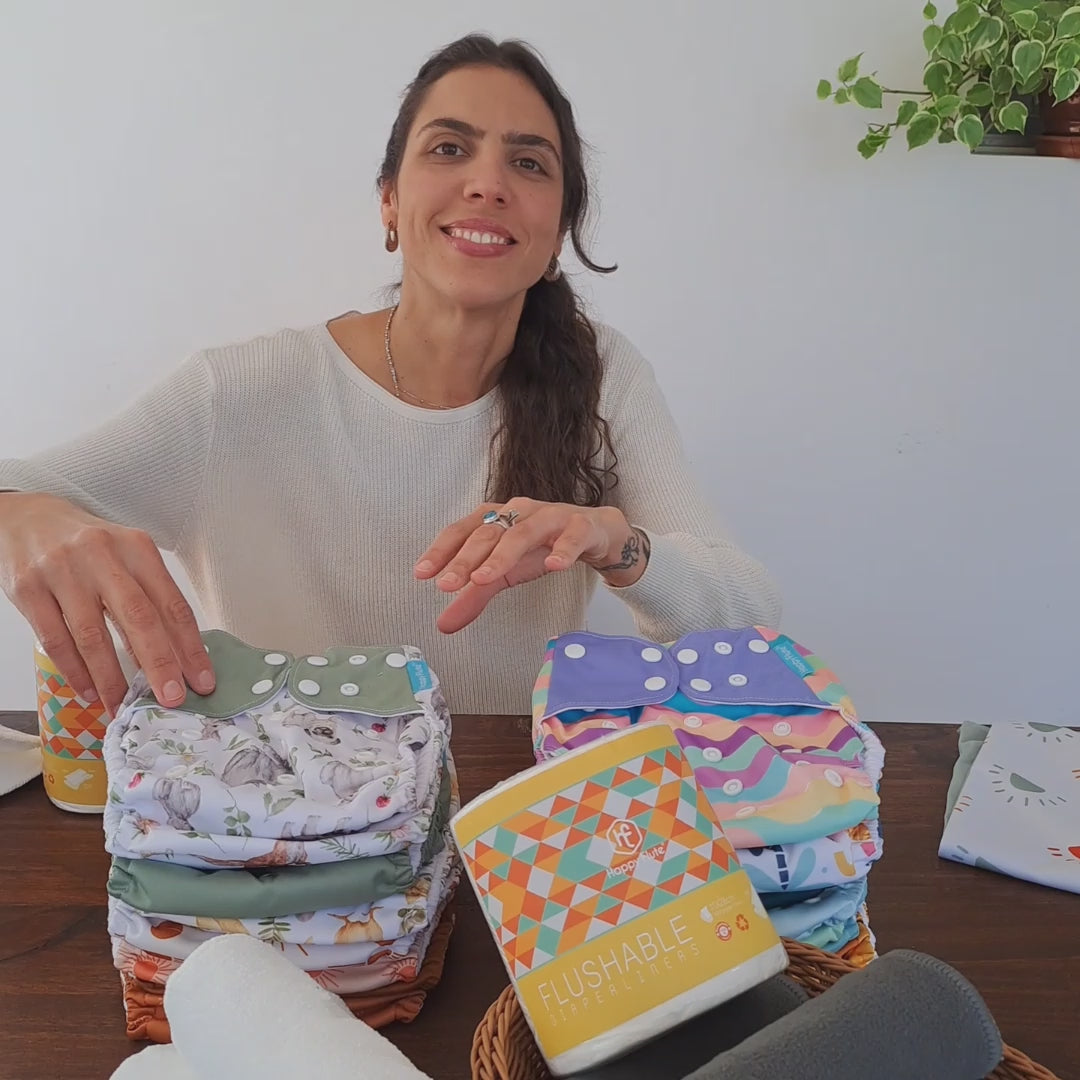 Kit Enxoval 24 Fraldas Ecológicas Happy Flute+ 24 Absorventes + 1